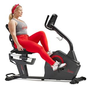 sunny health & fitness premium magnetic resistance smart recumbent bike with exclusive sunnyfit® app enhanced bluetooth connectivity – sf-rb4850smart