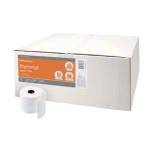 office depot thermal paper rolls, 3 1/8in. x 230ft., white, carton of 50, 818629