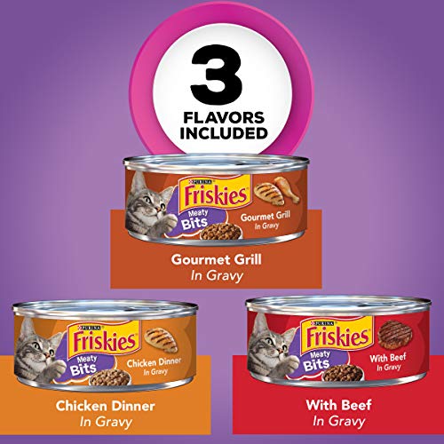 Purina Friskies Gravy Wet Cat Food Variety Pack, Meaty Bits - (24) 5.5 oz. Cans