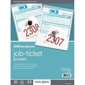 office depot job ticket holders, 9in. x 12in, pack of 20, r179919