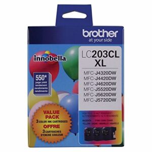 brother mfc-j5520dw high yield c/m/y ink cartridge 3-pack (includes oem# lc203c, lc203m, lc203y) (3 x 550 yield)