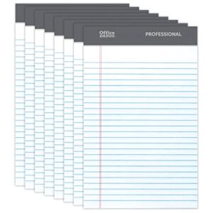 office depot® brand professional perforated pads, 5″ x 8″, narrow ruled, 50 sheets per pad, white, pack of 8 pads