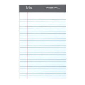 Office Depot® Brand Professional Perforated Pads, 5" x 8", Narrow Ruled, 50 Sheets Per Pad, White, Pack Of 8 Pads