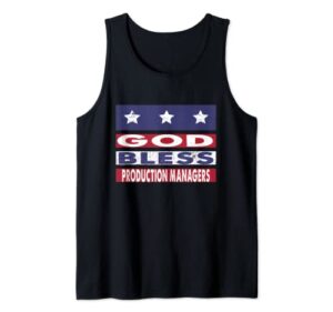 god bless production managers patriotic christian tank top