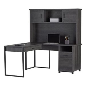 realspace® dejori 59″w l-shape corner desk with hutch, charcoal