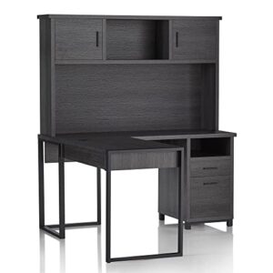 Realspace® DeJori 59"W L-Shape Corner Desk With Hutch, Charcoal