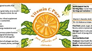 Kala Health Vitamin C Pure - Vitamin C Powder - Pure Ascorbic Acid – 453-day Supply x 1000mg High Dose - with Measuring Spoon - Vegan - Premium Quality