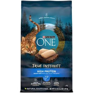 purina one natural, high protein, grain free dry cat food, true instinct with real ocean whitefish – 3.2 lb. bag