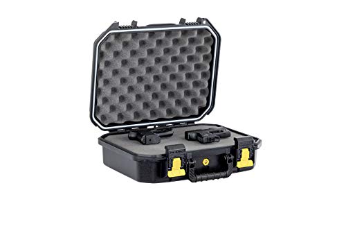 Plano All-Weather Double Pistol Case Watertight & Dust-Proof Gun Case for Two Pistols; High Density Pluck Foam, Black; Continuous Dri-Loc Seal