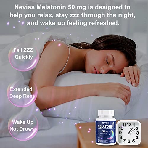 Sugar-Free Melatonin 50 mg for Adults - Fast Dissolve & Chewable Sublingual - Extra Strength Melatonin with MSM, Selenium & Vitamin D3, for Relaxation, Health Rest Cycle, Deep Zzzs,Immune,120 Servings