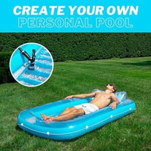 SWIMLINE Original Suntan Tub Classic Edition Inflatable Floating Lounger Blue | Personal Tanning Pool Hybrid Lounge | Comfort Pillow | Fill with Water | for Kids & Adults | Reflective Tanning Design