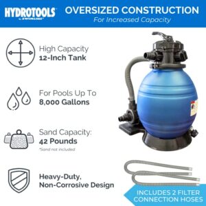 Swimline HYDROTOOLS 71225HCK 12 Inch Sand Filter Combo with Connection Kit for Soft Sided Pools | Compatible with Intex Bestway Polygroup | 0.33 HP (0.3 THP) Pump 1980 GPH | 42 Pound Sand Capacity