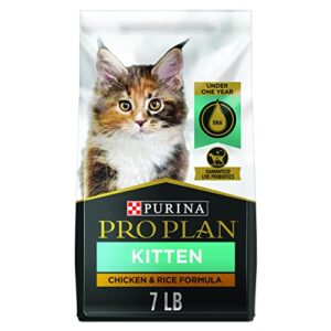 purina pro plan with probiotics, high protein dry kitten food, chicken & rice formula – 7 lb. bag