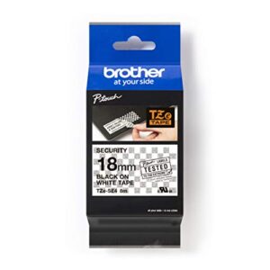 brother tze-se4 labelling tape cassette, black on white, 18mm (w) x 8m (l), security, brother genuine supplies