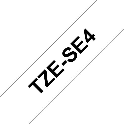 Brother TZe-SE4 Labelling Tape Cassette, Black on White, 18mm (W) x 8M (L), Security, Brother Genuine Supplies