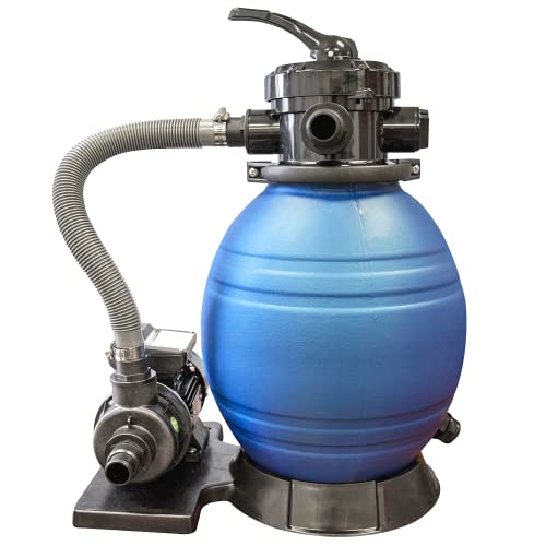 Swimline 71225 12 Inch Sand Filter Combo Set with Stand & Multi Port Valve 0.3 THP DOE Compliant Pump 1980 GPH, Up to 8000 Gallons, 42 Pound Capacity, Blue/Black