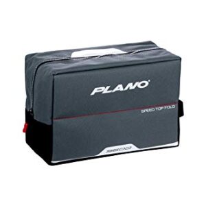 Plano Weekend Series 3600 Fold-Down Speedbag, Gray Fabric, Includes 2 3600 Stowaway Utility Boxes, Fishing Tackle Soft Storage Bag with EZ Label System