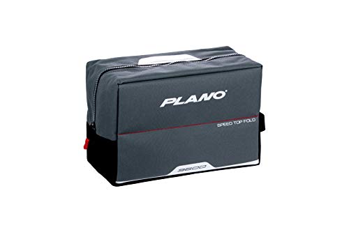 Plano Weekend Series 3600 Fold-Down Speedbag, Gray Fabric, Includes 2 3600 Stowaway Utility Boxes, Fishing Tackle Soft Storage Bag with EZ Label System