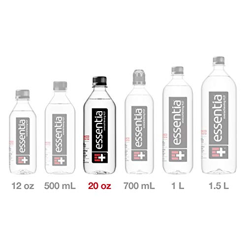 Essentia Bottled Water, Ionized Alkaline Water; 99.9% Pure, Infused with Electrolytes, 9.5 pH or Higher with a Clean, Smooth Taste, 20 Fl Oz (Pack of 24)