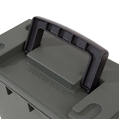 Sheffield 12626 Field Box, Plastic Ammo Can for Pistol, Rifle, and Shotgun Ammo, Water Resistant Ammo Box, Ammo Storage Box w/ 3 Locking Options, Olive Drab Green Ammo Cans, Made in The U.S.A.
