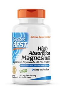 doctor’s best high absorption magnesium lysinate glycinate, easy to swallow, 120 ct