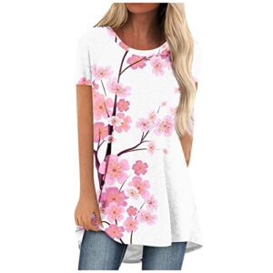 women basic tees printed fashion casual loose tops short-sleeved v neck 2023 summer comfortable blouse t-shirt deep shirts for plus size women red and white tie dye