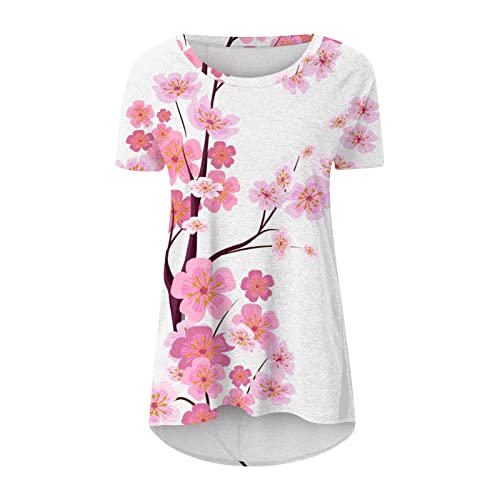 Women Basic Tees Printed Fashion Casual Loose Tops Short-Sleeved V Neck 2023 Summer Comfortable Blouse T-Shirt Deep Shirts for Plus Size Women Red and White Tie Dye