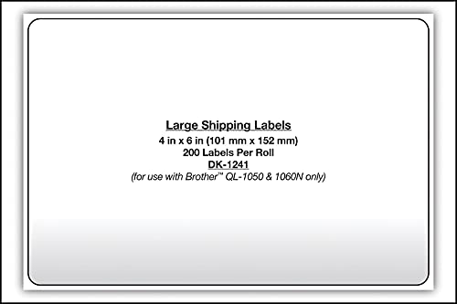 Brother Dk1241 Die-Cut Shipping Labels, 4-Inch X 6-Inch, White, 200/Roll