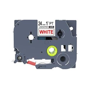 idik 1pk red on white standard laminated label tape compatible for brother p-touch tze-252 tz252 tze252(24mm x 8m)