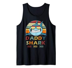 retro vintage daddy shark tank top gift for father tank top