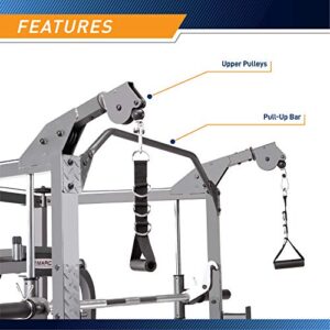 Marcy Smith Cage Machine with Workout Bench and Weight Bar Home Gym Equipment SM-4008