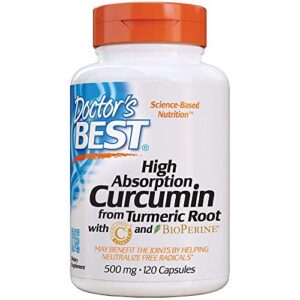 doctor’s best drb-00107 high absorption curcumin from turmeric root with c3 complex & bioperine 500mg (120 capsules)