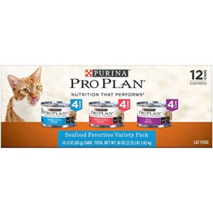 nestle purina petcare 381023 36 oz pro plan seafood entrees variety pack (pack of 12)
