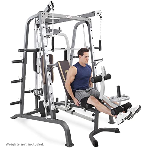 Marcy Smith Cage Workout Machine, Full Body Workout Bench for Home Gym, Gym Equipment with Linear Bearing, Steel MD-9010G (MD-9010)