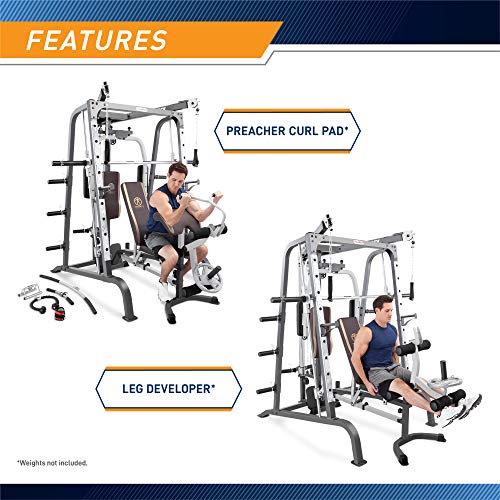 Marcy Smith Cage Workout Machine, Full Body Workout Bench for Home Gym, Gym Equipment with Linear Bearing, Steel MD-9010G (MD-9010)