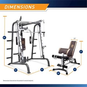 Marcy Smith Cage Workout Machine, Full Body Workout Bench for Home Gym, Gym Equipment with Linear Bearing, Steel MD-9010G (MD-9010)