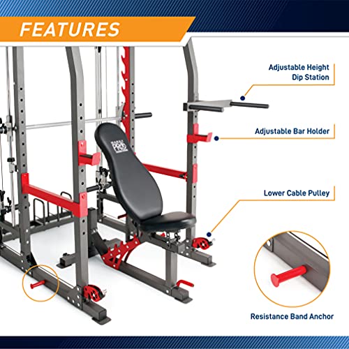Marcy Smith Machine Weight Bench Home Gym, For Full Body Workout, Training System, Black SM-4903