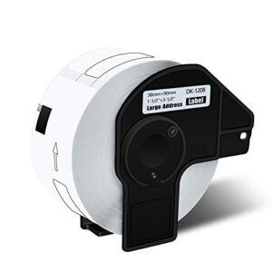 greencycle 1pk compatible for brother dk-1208 dk1208 address paper label roll 38mm (1-1/2) inches 90mm to brother ptouch ql-1050 ql-500 ql-series w/frames