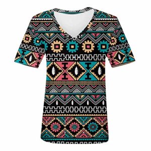T Shirts for Women Dressy Cute Tops for Women Casual Basic Short Sleeve Shirts for Women Regular Fit Wear with Leggings Flowy Foral Print Blouses Dressy Casual Blouses