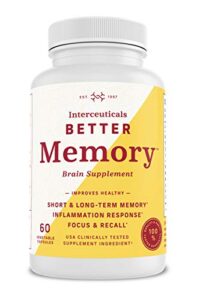 interceuticals better memory – theracurmin curcumin 90 mg – clinically proven dose, improves focus, recall, memory, and mood* – high absorption turmeric extract* (1 bottle)