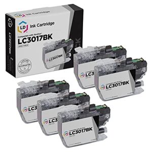 ld products compatible ink cartridge replacement for brother lc3017bk high yield (black, 5-pack)