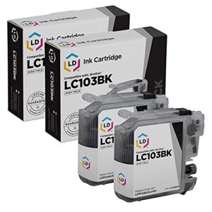 ld products compatible ink cartridge replacement for brother lc103bk high yield (black, 2-pack)