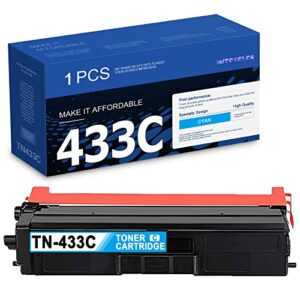 mitocolor compatible tn433 tn-433c toner cartridge 1-pack tn433c cyan toner high yield replacement for brother mfc-l8610cdw hl-l8260cdw hl-l9310cdw mfc-l9570cdw mfc-l8900cdw printer