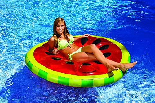 Swimline Watermelon Slice Floating Pool Island Red/Green 60'' Diameter