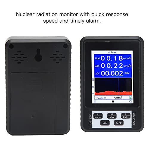Zunate Geiger Counter, LCD Nuclear Radiation Detector Rays Tester with Dose Alarm, Backlight Display High Accuracy Radiation Dosimeter Monitor Meter(Black)