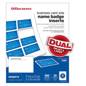 office depot badge inserts, 2 1/4in. x 3 1/2in., white, pack of 400, od98846