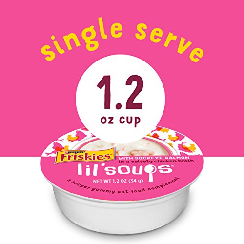 Purina Friskies Natural, Grain Free Wet Cat Food Complement, Lil' Soups With Sockeye Salmon in Chicken Broth - (8) 1.2 oz. Cups