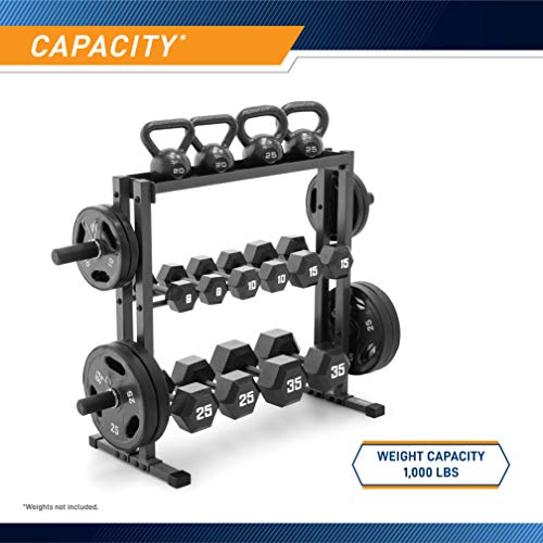 Marcy Combo Weights Storage Rack for Dumbbells, Kettlebells, and Weight Plates DBR-0117