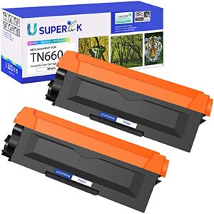superink toner cartridge replacement compatible for brother tn630 tn660 tn-660 use with hl-l2300d dcp-l2520dw dcp-l2540dw hl-l2360dw hl-l2320d hl-l2380dw mfc-l2707dw mfc-l2720dw printer (black 2 pack)