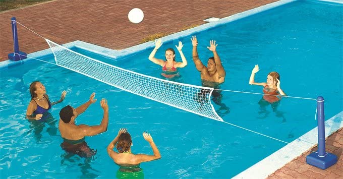 Swimline Super Wide Inground Swimming Pool Basketball Hoop & Volleyball Net